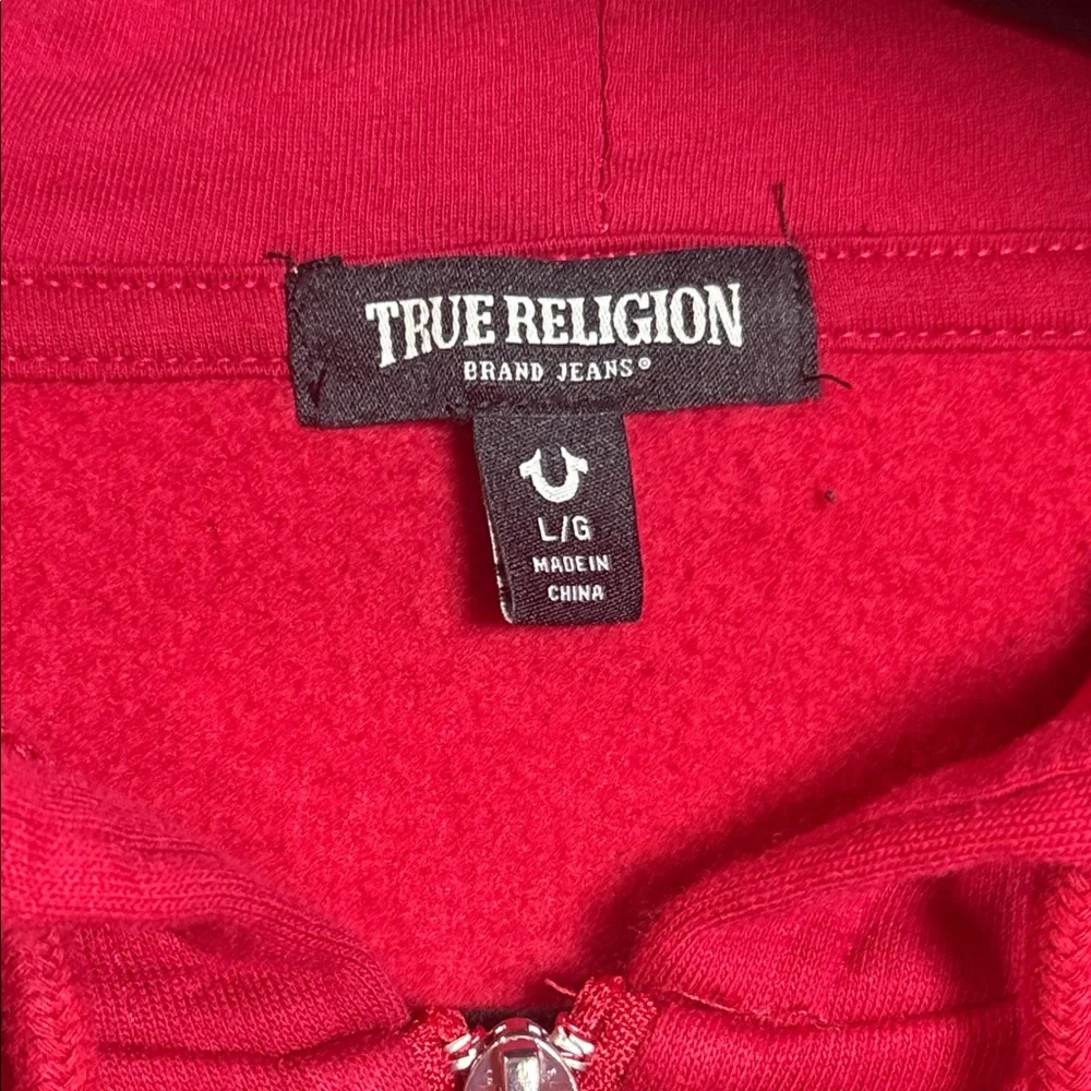 True Religion Y2K‎ Red Zip Hoodie Graphic Logo Sweatshirt L